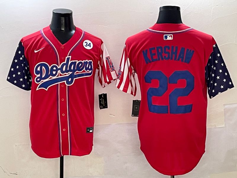 Men Los Angeles Dodgers 22 Kershaw Red a generation of national flags Joint name 2025 Nike MLB Jersey style 9